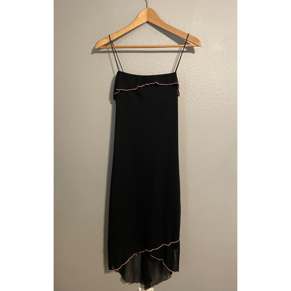 Byer Too Dresses & Skirts - Vintage Byer Too Womens Slip Dress Medium Black Mesh Asymmetric Ruffle Y2K READ